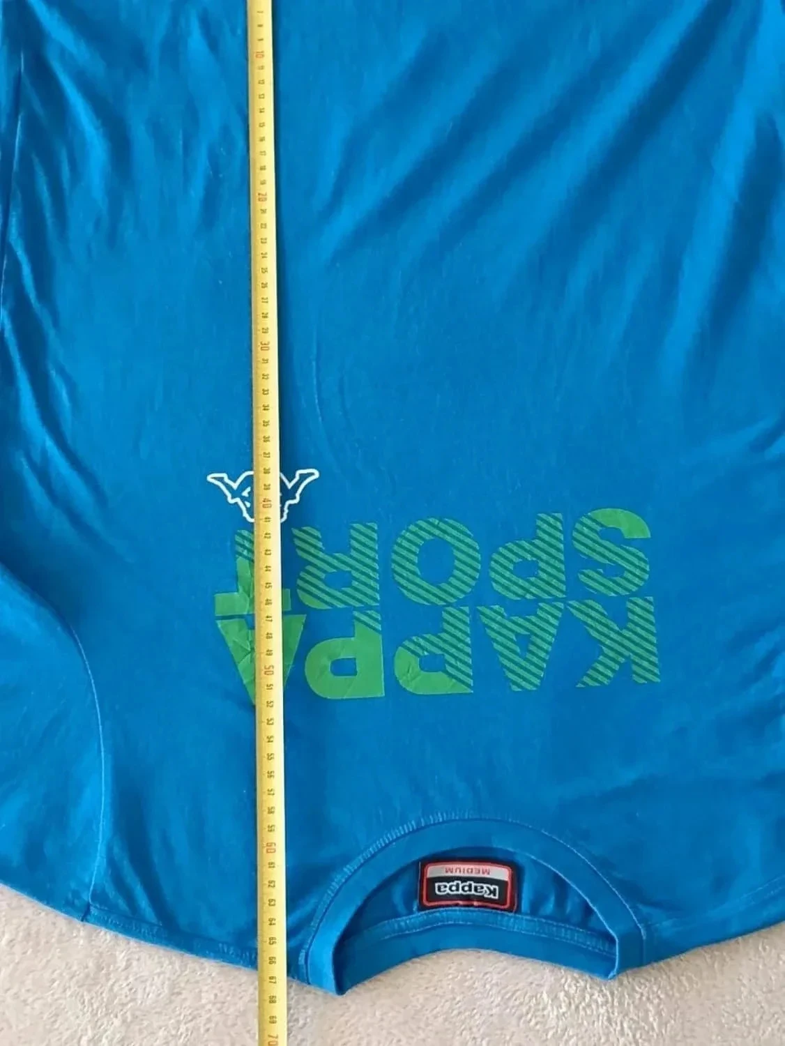 T-shirt Kappa Sport azul com estampa verde e logo branco tamanho M – photo 9